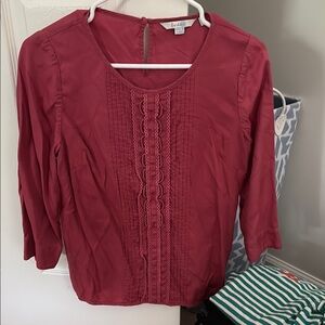 Boden Pink Pleated Ruffled Blouse